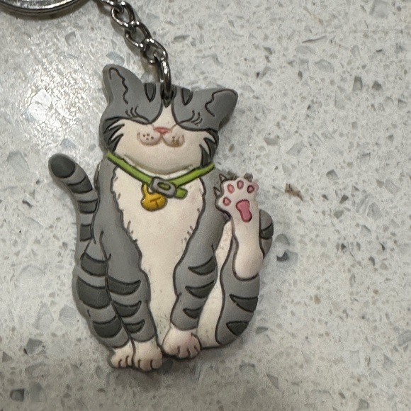 Gray Cat Keychain with Bell Collar - Picture 2 of 4